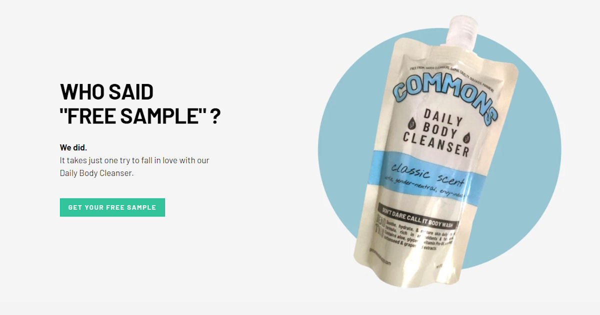 FREE Common Daily Body Cleanser Sample